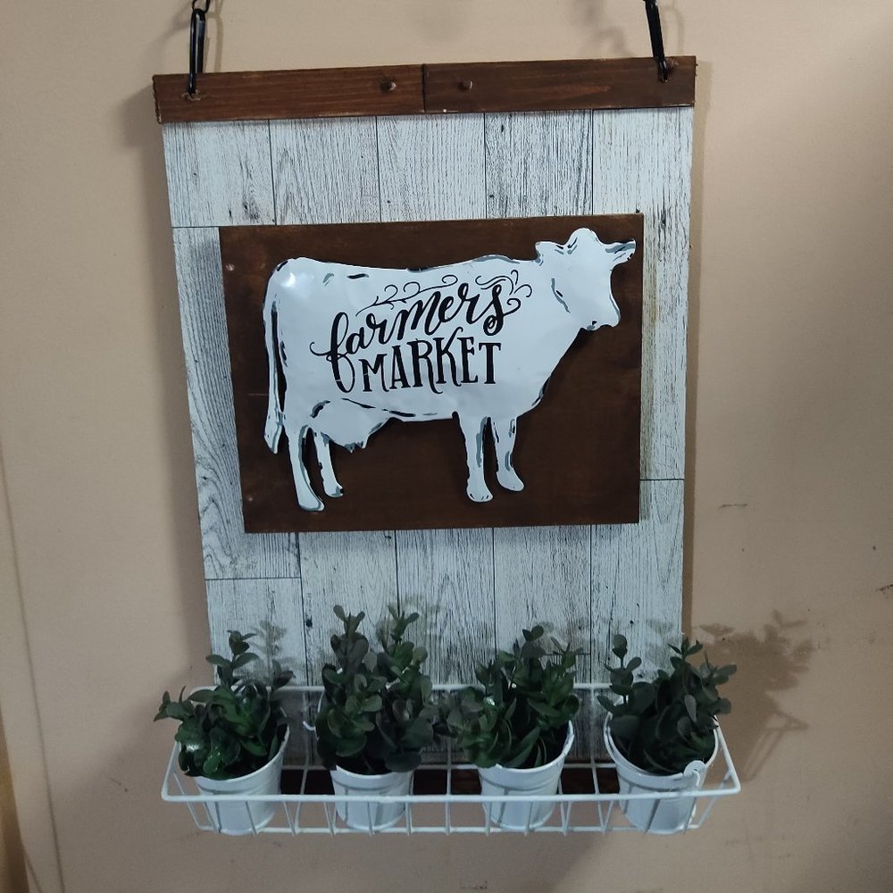 Farmhouse cow plant decoration